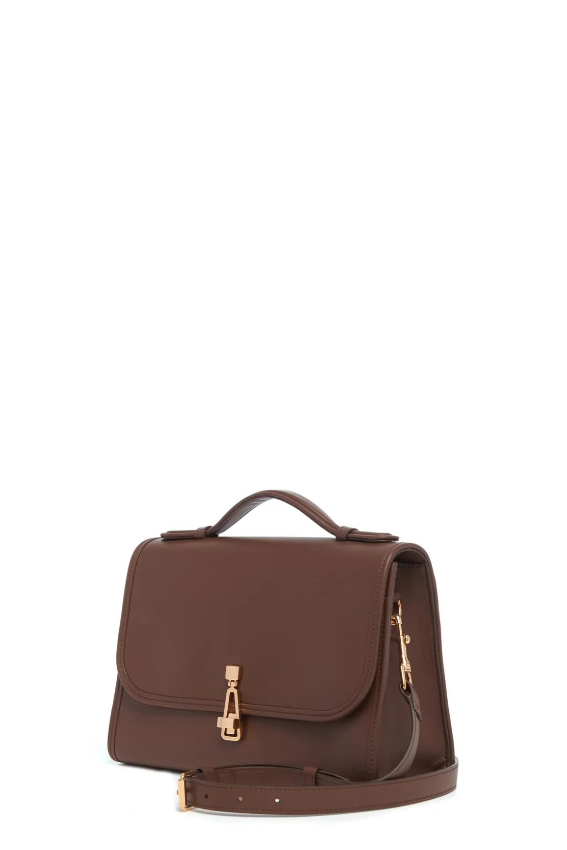 Medium Leonora Flap Bag in Chocolate Leather