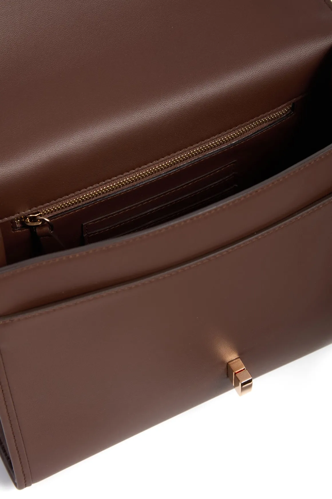 Medium Leonora Flap Bag in Chocolate Leather