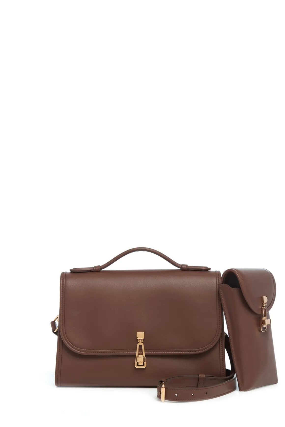 Medium Leonora Flap Bag in Chocolate Leather