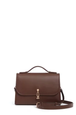 Medium Leonora Flap Bag in Chocolate Leather