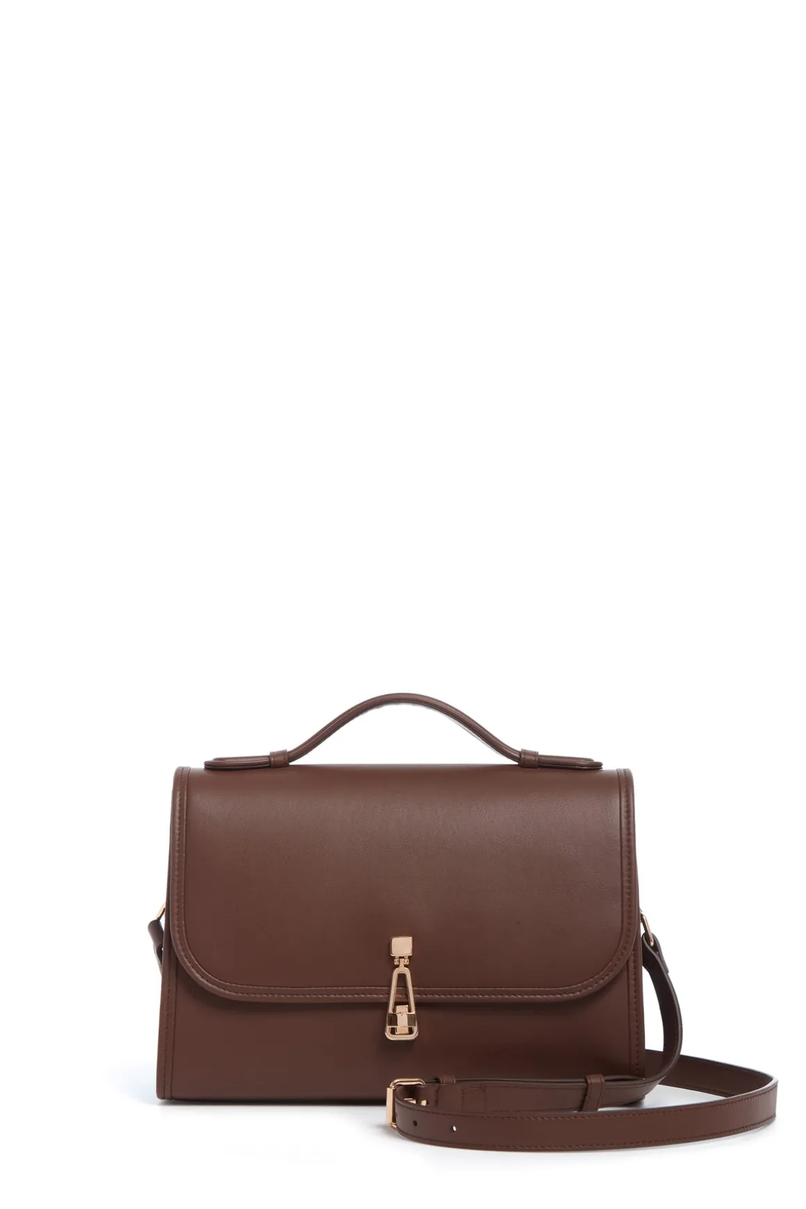 Medium Leonora Flap Bag in Chocolate Leather