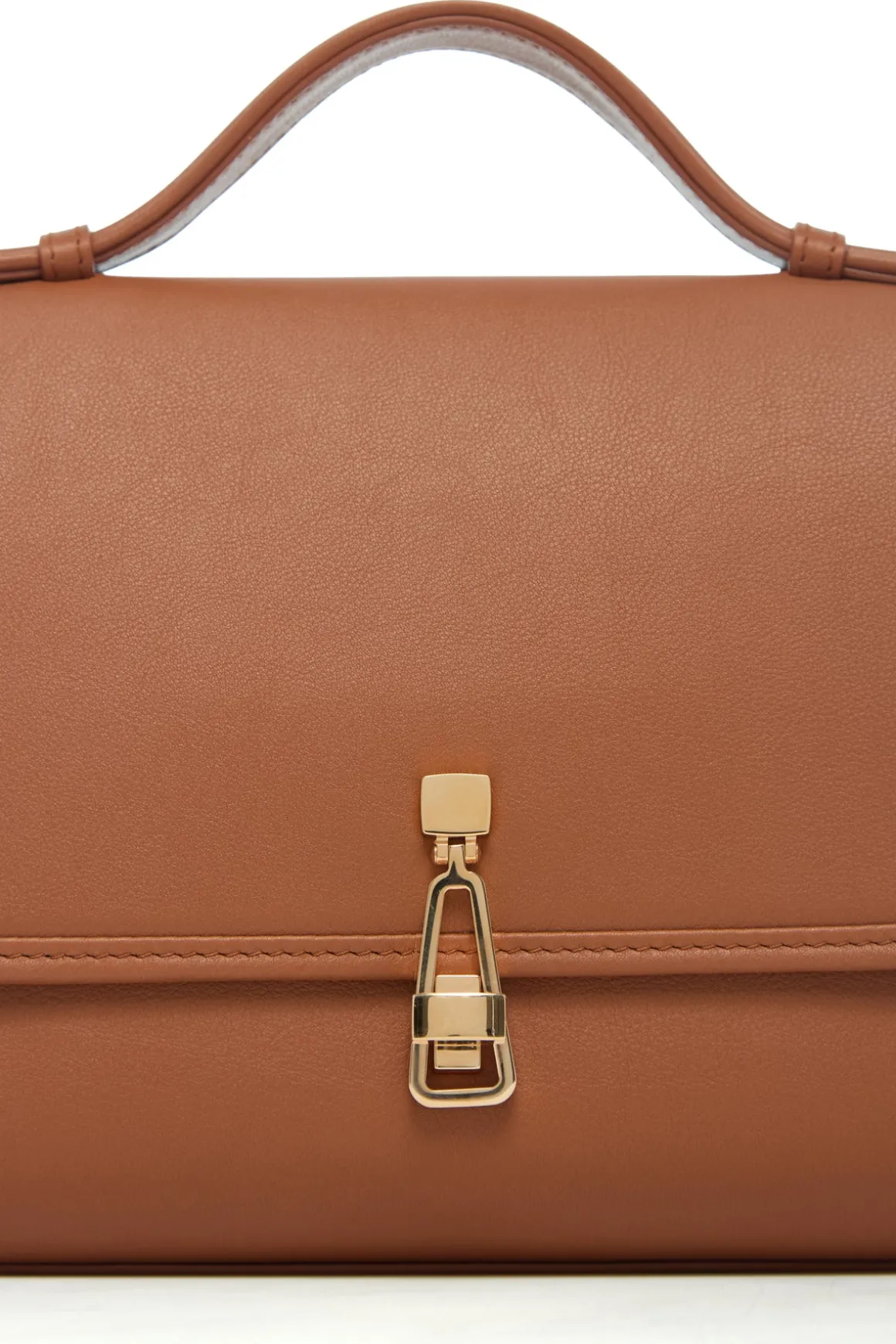 Medium Leonora Flap Bag in Cognac Leather with Braided Strap