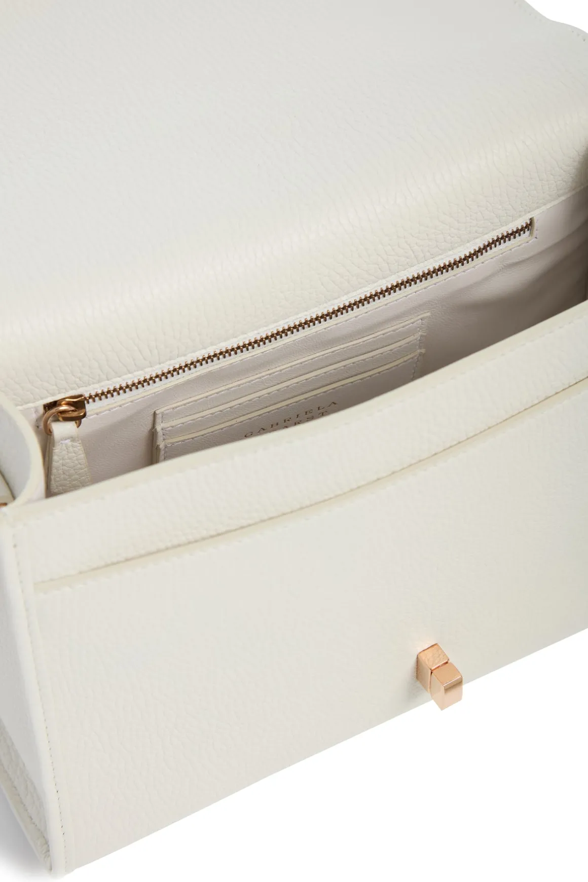 Medium Leonora Flap Bag in Ivory Textured Leather