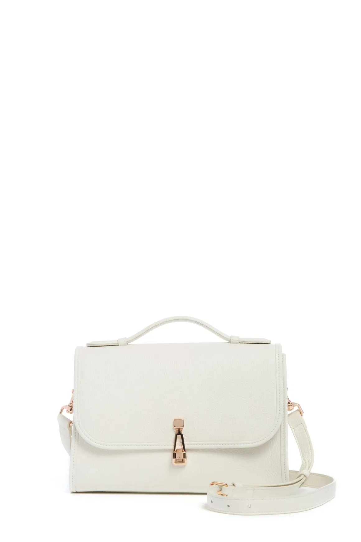 Medium Leonora Flap Bag in Ivory Textured Leather