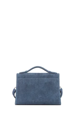 Medium Leonora Flap Bag in Light Blue Suede Denim