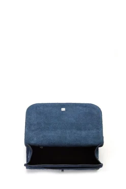 Medium Leonora Flap Bag in Light Blue Suede Denim