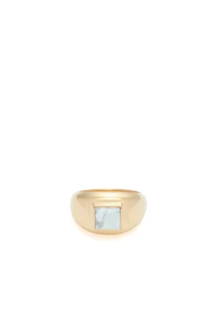 Medium Ring in 18K Yellow Gold & Howlite Stone