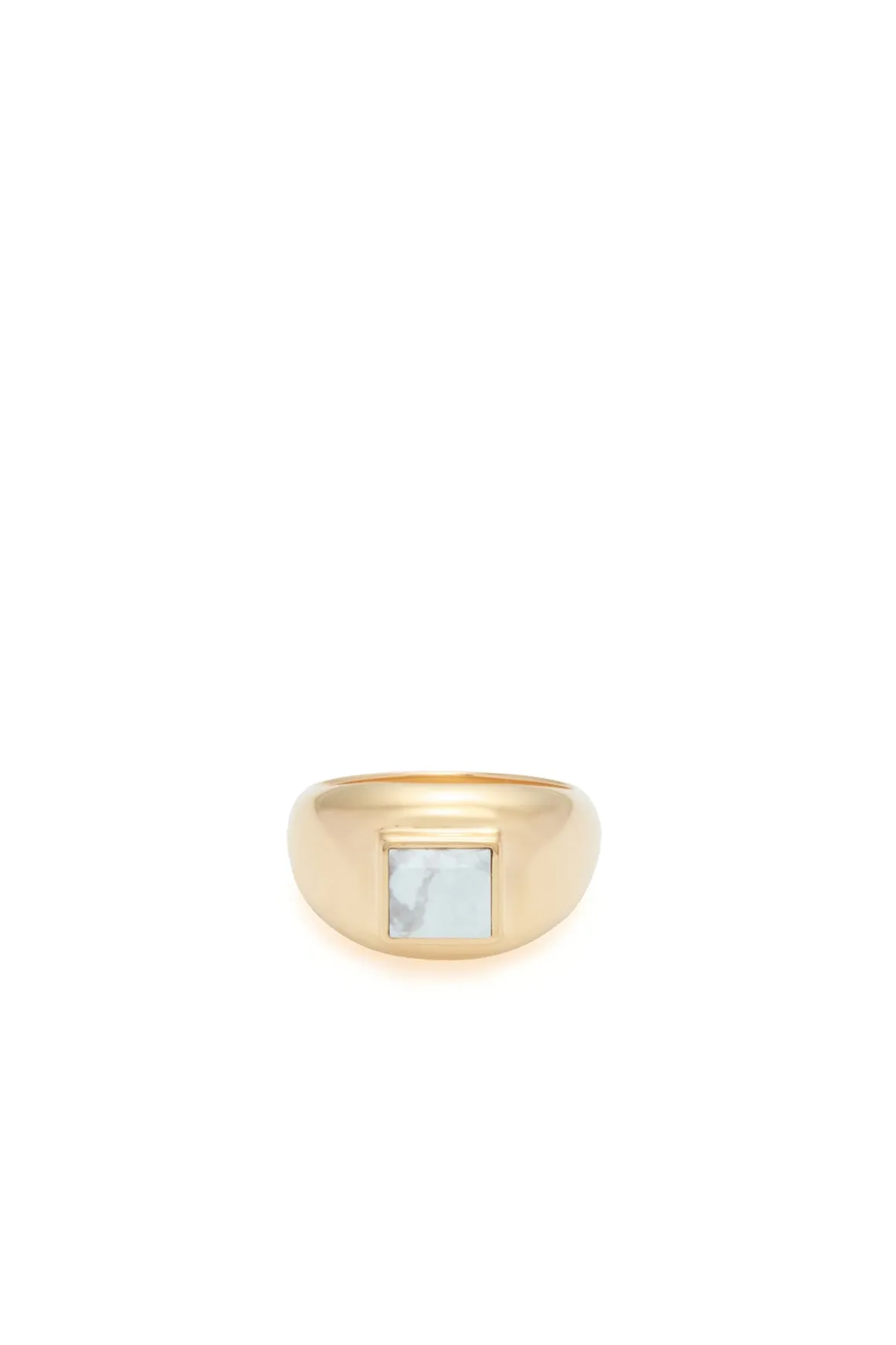 Medium Ring in 18K Yellow Gold & Howlite Stone