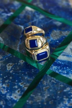 Medium Ring in 18K Yellow Gold & Lapis Stone