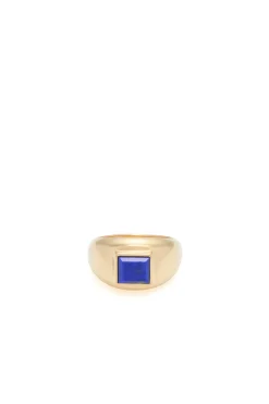Medium Ring in 18K Yellow Gold & Lapis Stone