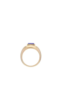 Medium Ring in 18K Yellow Gold & Lapis Stone