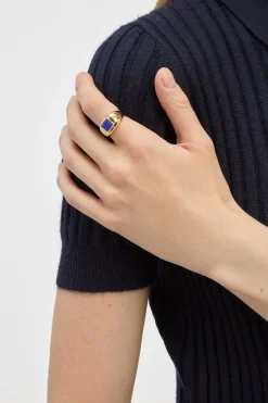 Medium Ring in 18K Yellow Gold & Lapis Stone