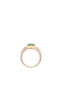 Medium Ring in 18K Yellow Gold & Malachite Stone