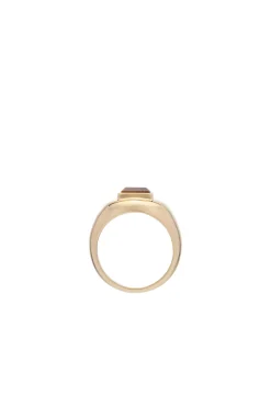 Medium Ring in 18K Yellow Gold & Tiger's Eye Stone