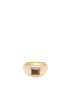Medium Ring in 18K Yellow Gold & Tiger's Eye Stone