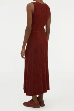 Meier Knit Midi Dress in Burnt Sienna Merino Wool Cashmere