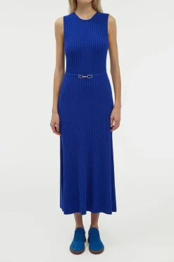 Meier Knit Midi Dress in Cobalt Merino Wool Cashmere