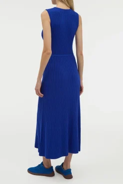 Meier Knit Midi Dress in Cobalt Merino Wool Cashmere