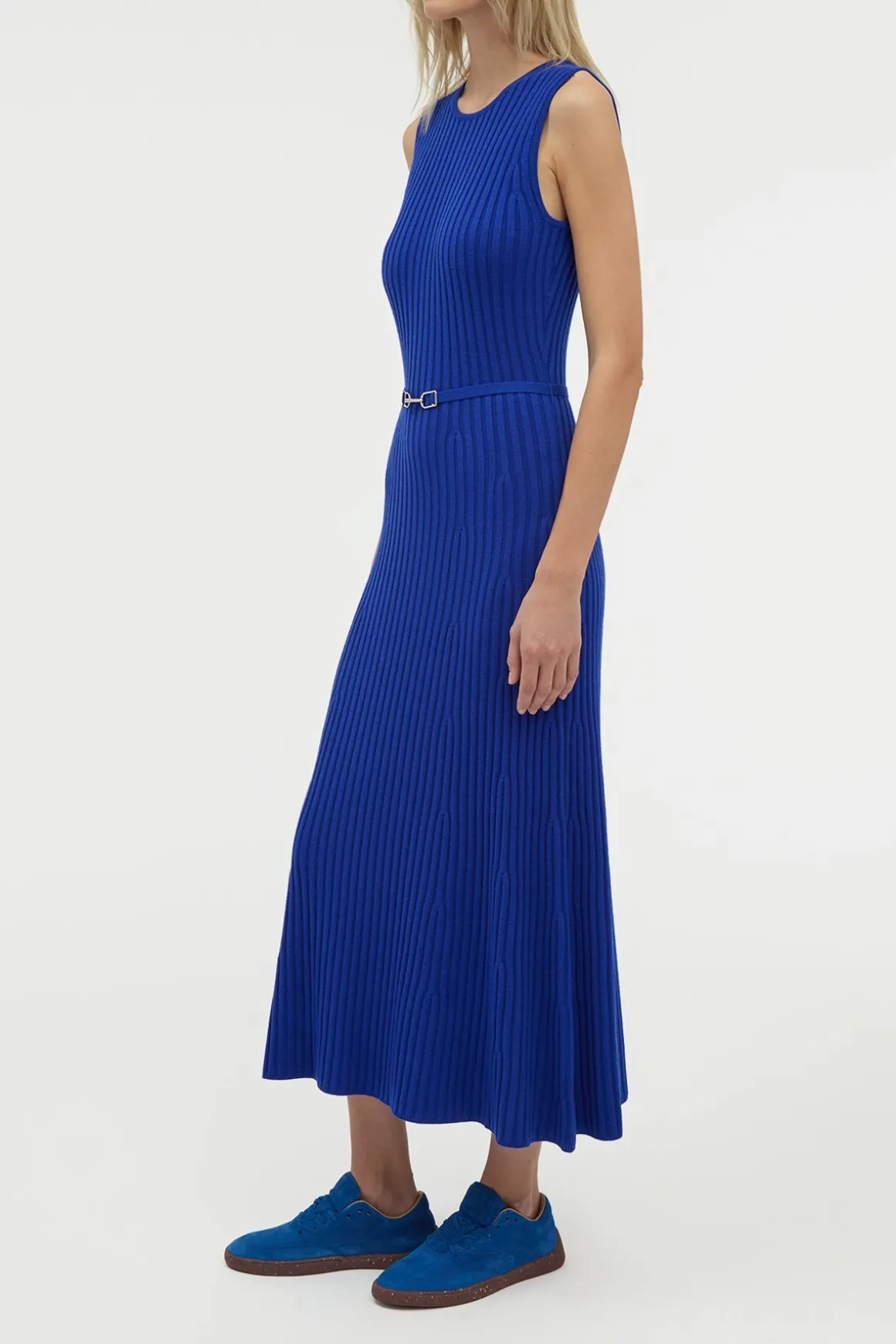 Meier Knit Midi Dress in Cobalt Merino Wool Cashmere