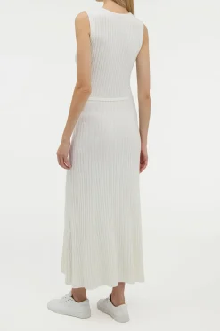 Meier Knit Midi Dress in Ivory Merino Wool Cashmere