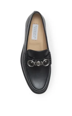 Melchora Stone Loafer in Black Leather