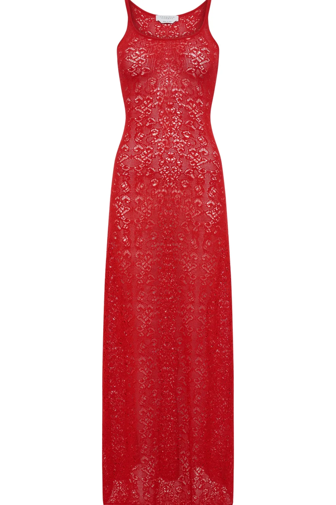 Meridian Lace Knit Maxi Dress in Tonic Orange Merino Wool with Lining