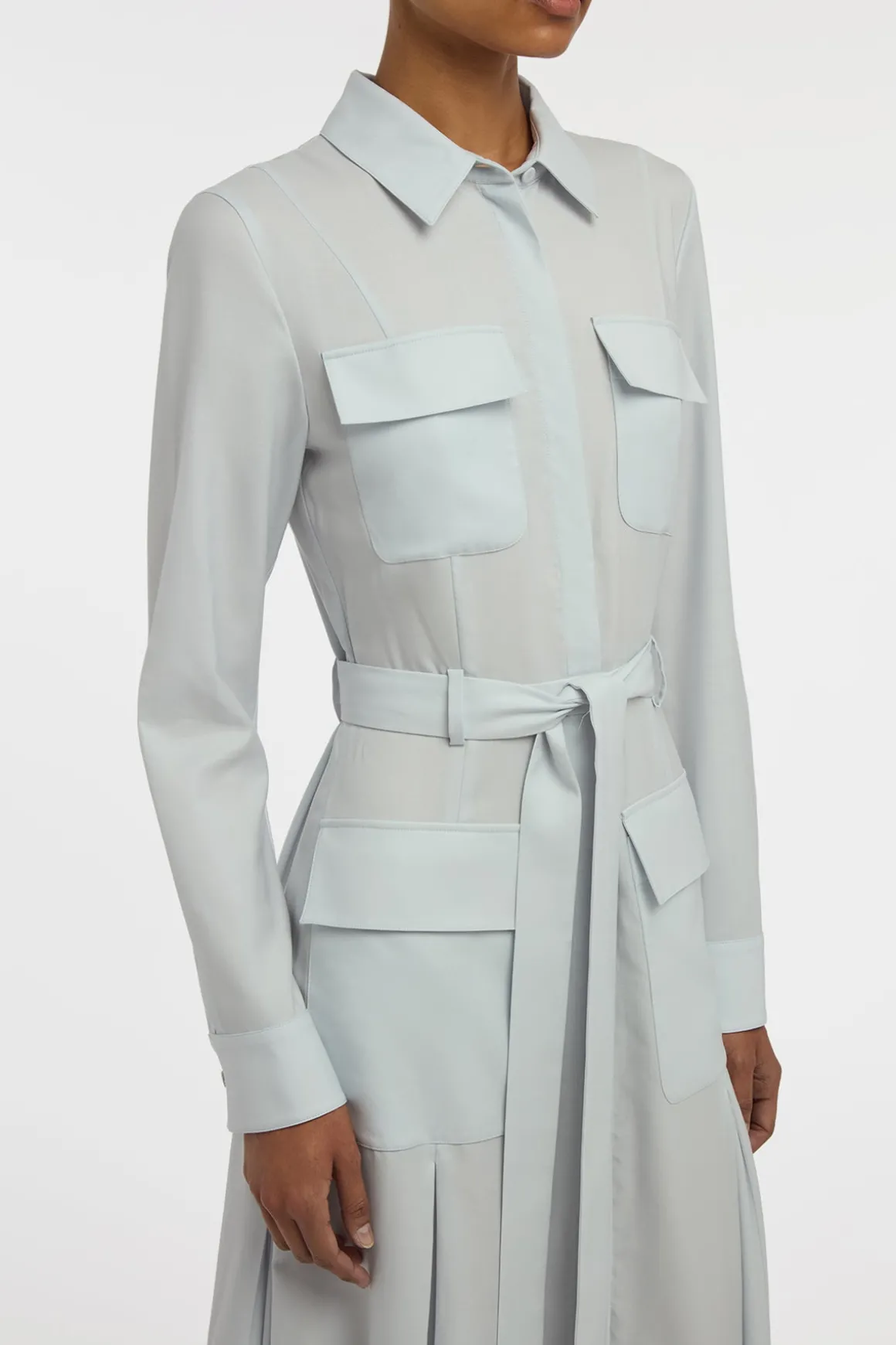 Meyer Shirtdress in Powder Blue Wool Cashmere Flannel