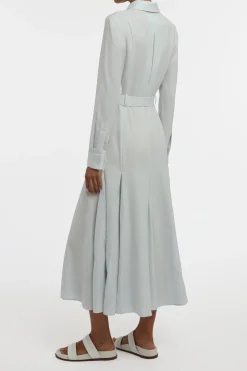 Meyer Shirtdress in Powder Blue Wool Cashmere Flannel