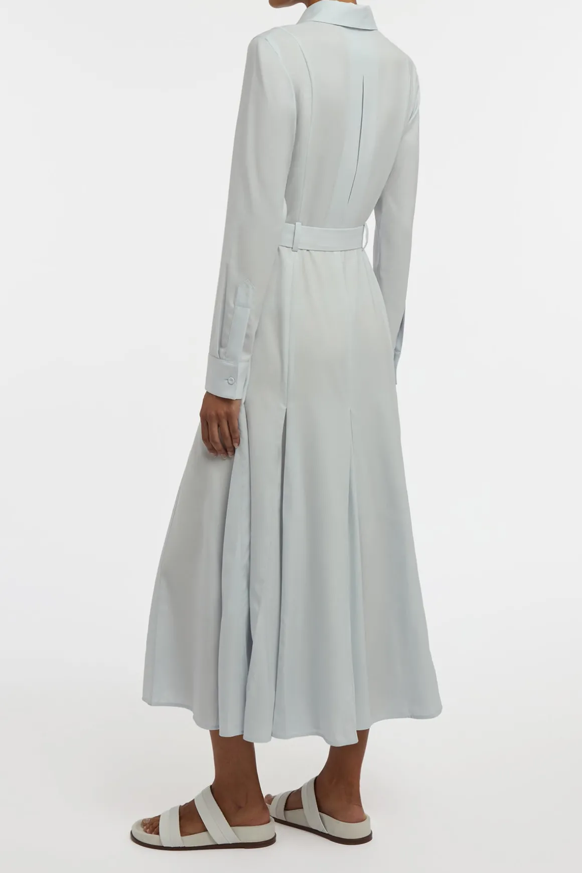 Meyer Shirtdress in Powder Blue Wool Cashmere Flannel