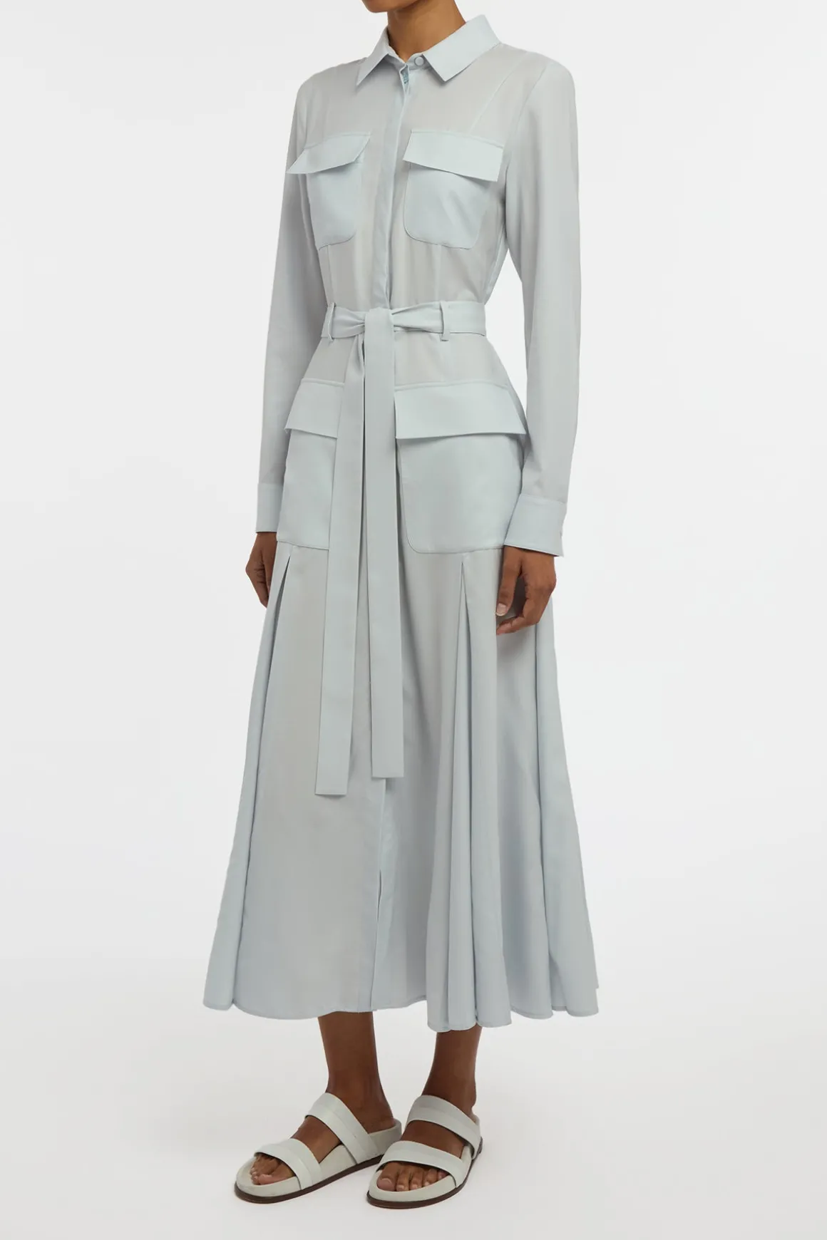 Meyer Shirtdress in Powder Blue Wool Cashmere Flannel