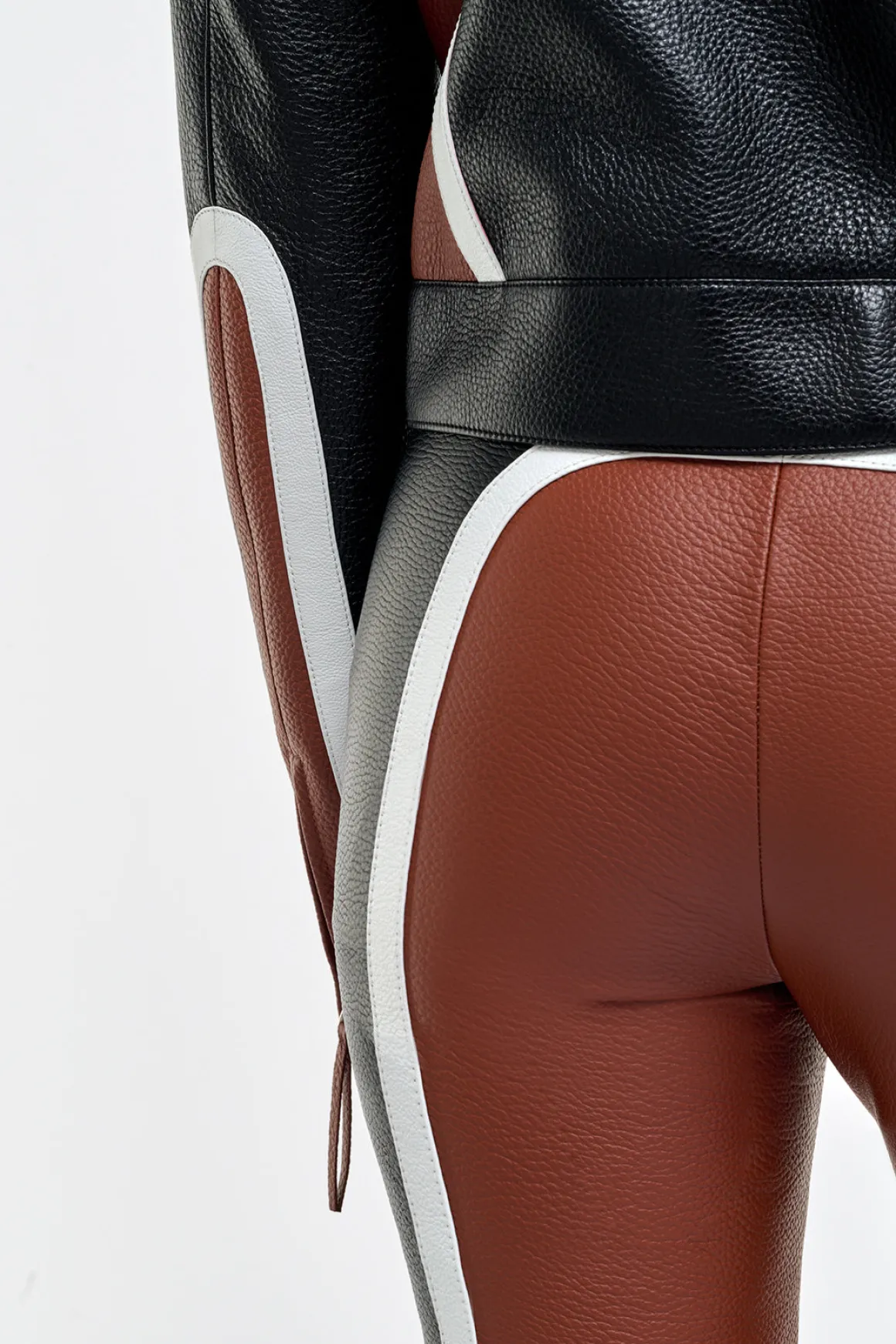 Navarre Moto Pant in Cognac & Black Textured Leather
