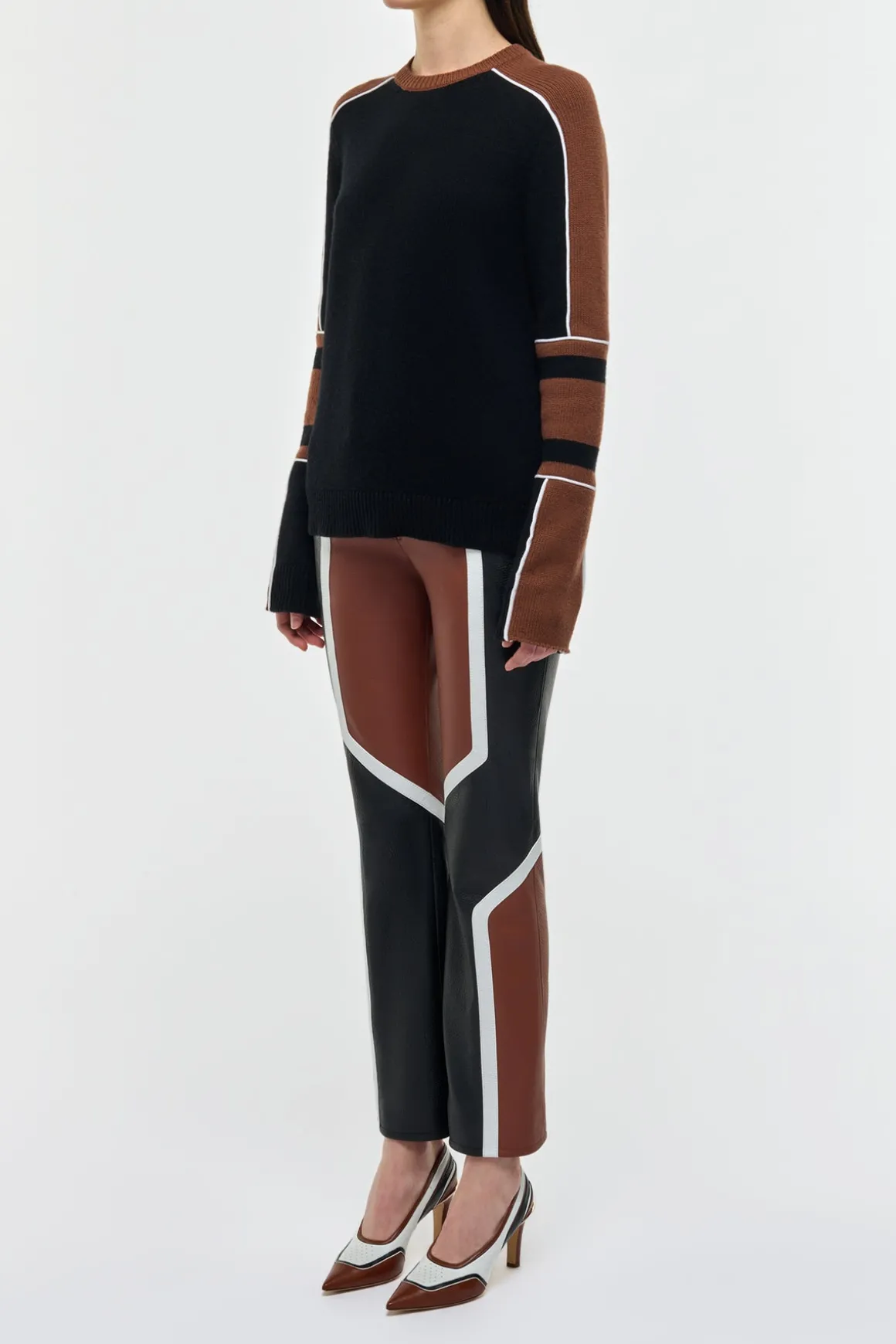 Navarre Moto Pant in Cognac & Black Textured Leather