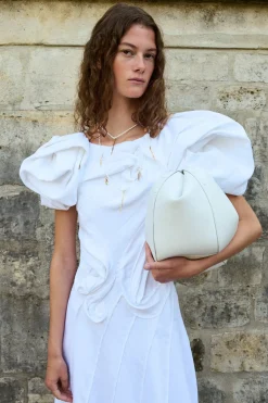 Navi Puff Sleeve Maxi Dress in Ivory Aloe Linen