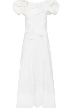 Navi Puff Sleeve Maxi Dress in Ivory Aloe Linen