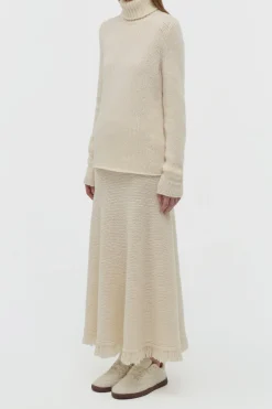Nelle Knit Turtleneck in Ivory Cashmere