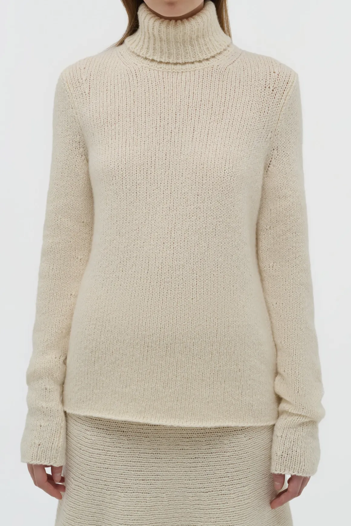 Nelle Knit Turtleneck in Ivory Cashmere