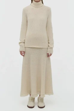 Nelle Knit Turtleneck in Ivory Cashmere