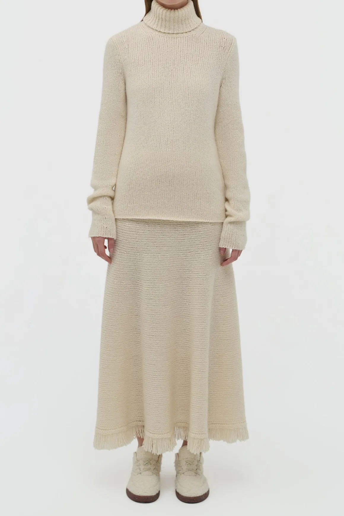 Nelle Knit Turtleneck in Ivory Cashmere