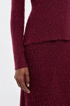 Nello Knit Sweater in Bordeaux Beaded Cashmere Silk