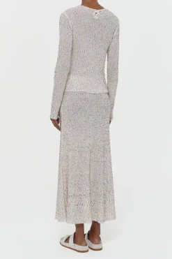 Nello Knit Sweater in Ivory Multi Beaded Cashmere Silk