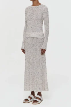 Nello Knit Sweater in Ivory Multi Beaded Cashmere Silk