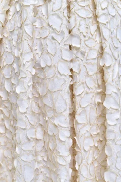 Nexus Embroidered Leaves Maxi Dress in Ivory Linen