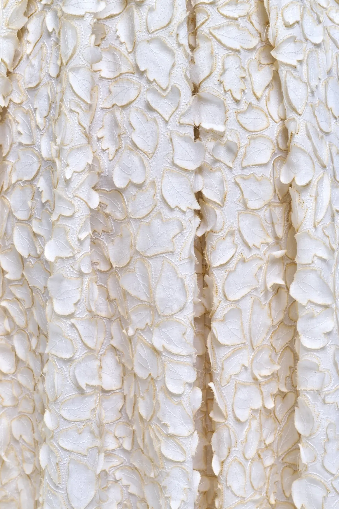 Nexus Embroidered Leaves Maxi Dress in Ivory Linen