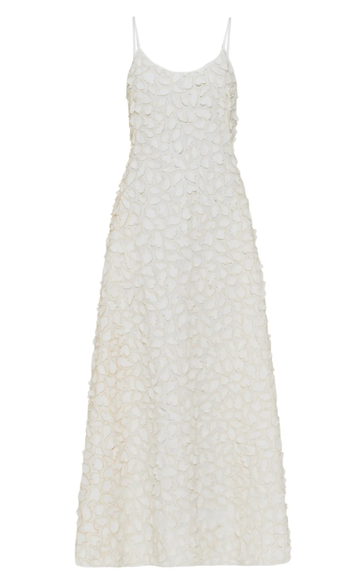 Nexus Embroidered Leaves Maxi Dress in Ivory Linen