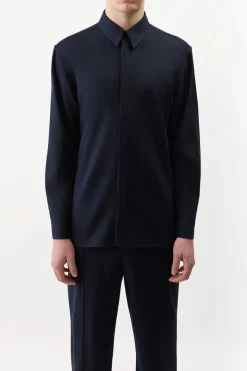 Nicolas Shirt in Dark Navy Virgin Wool