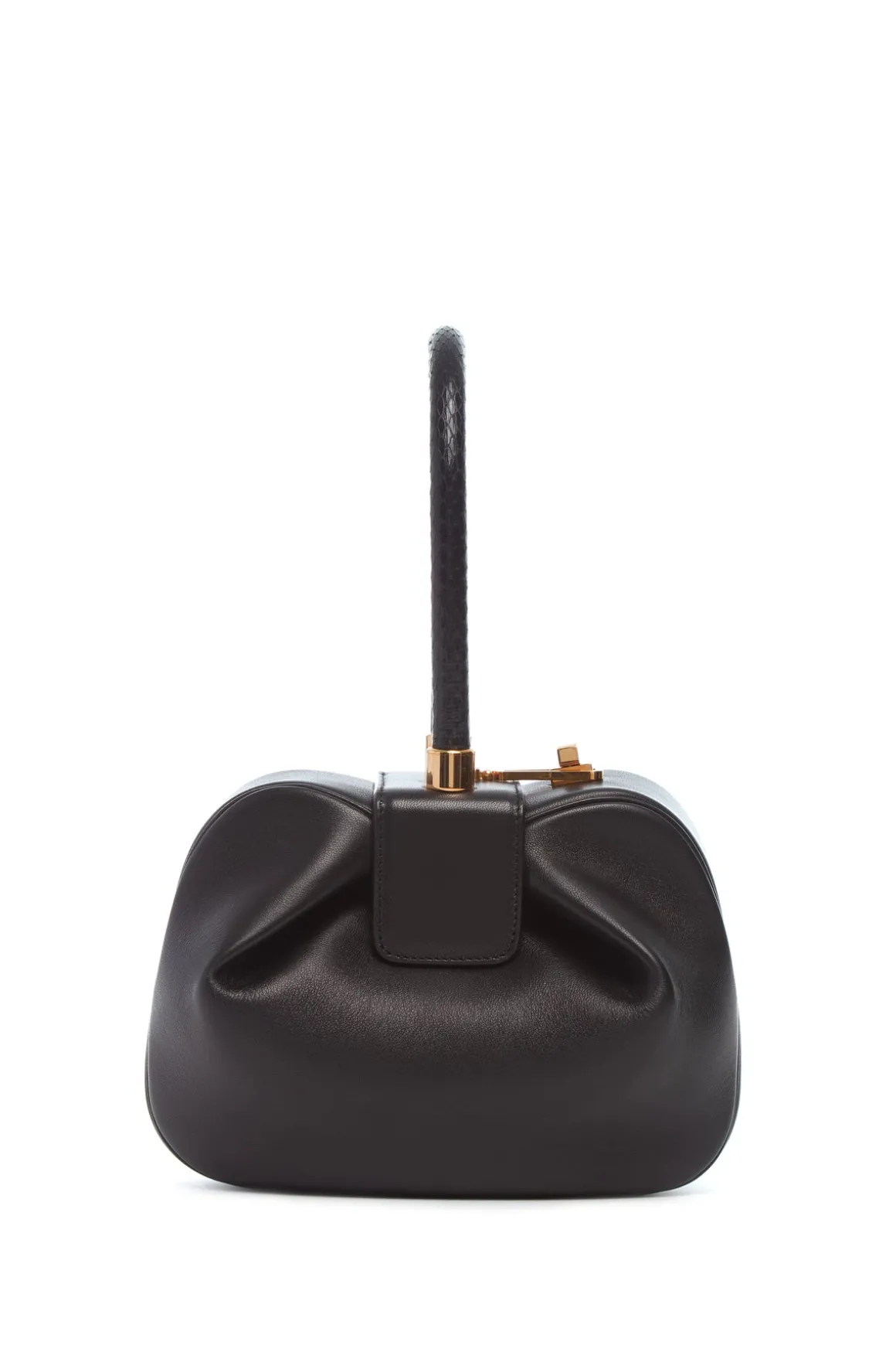 Nina Bag in Black Nappa Leather with Snakeskin Handle