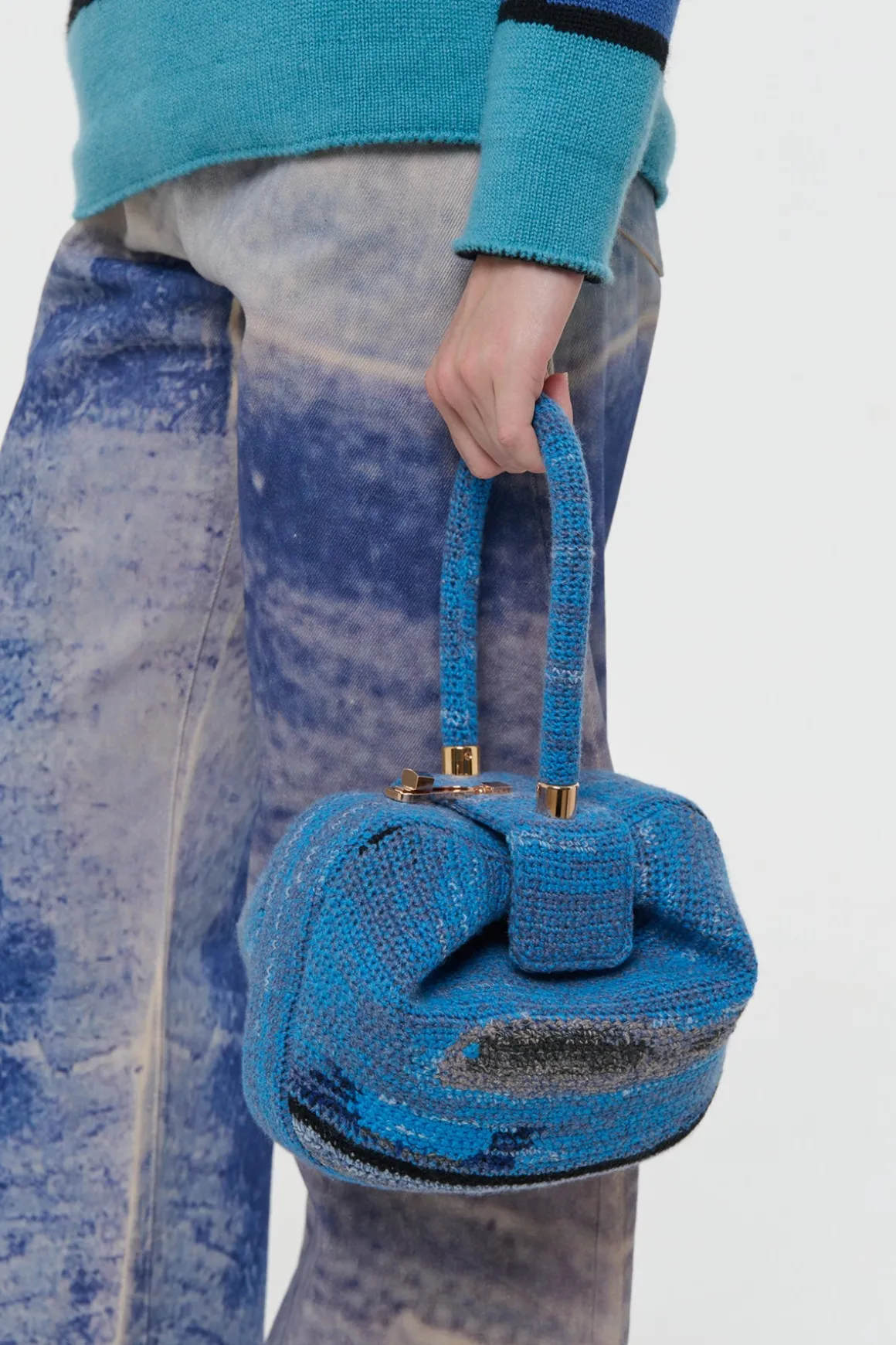 Nina Bag in Water Multi Crochet Cashmere