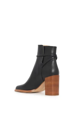 Nina Clasp Ankle Boot in Black Leather
