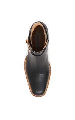 Nina Clasp Ankle Boot in Black Leather
