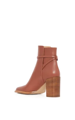 Nina Clasp Ankle Boot in Cognac Leather